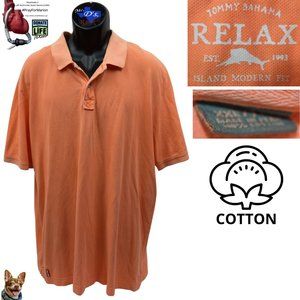 Tommy Bahama XXL Bright Orange RELAX Island Modern Fit 100% Cotton Short Sleeve